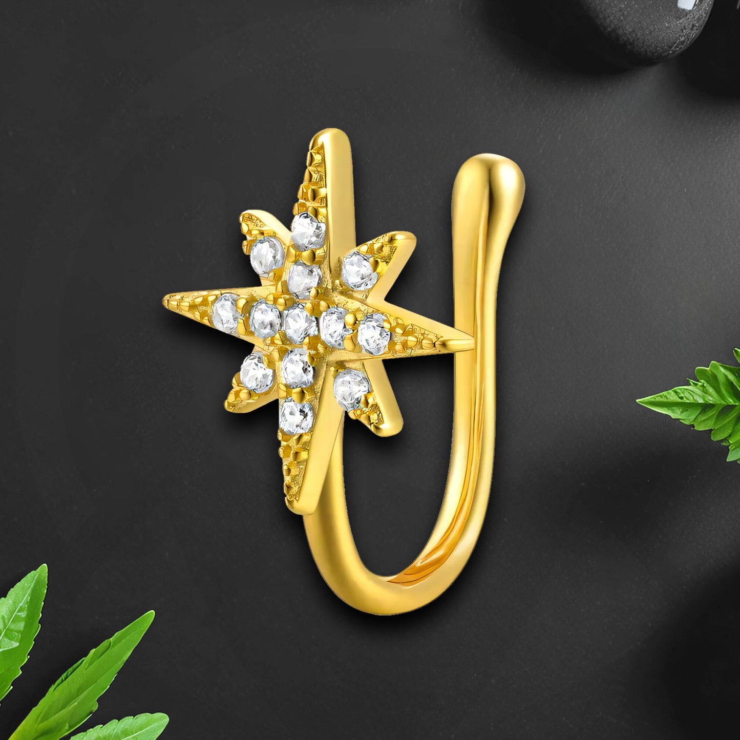 Sterling Silver Nose Cuff with Star