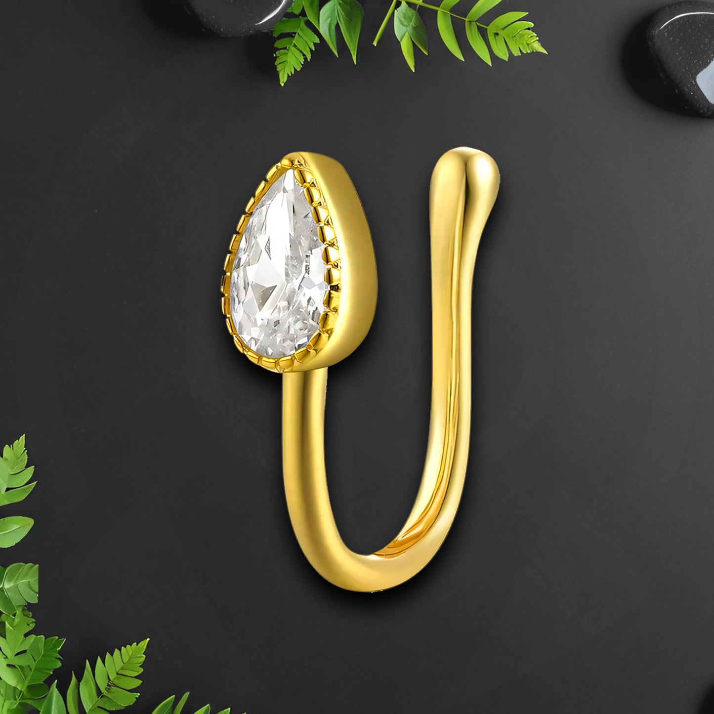 Sterling Silver Nose Cuff with Drop
