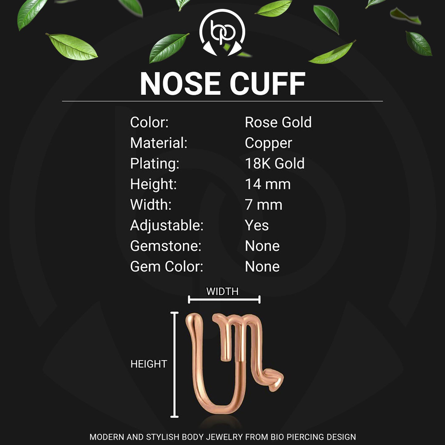 Gold Plated Nose Cuff with Scorpio Zodiac