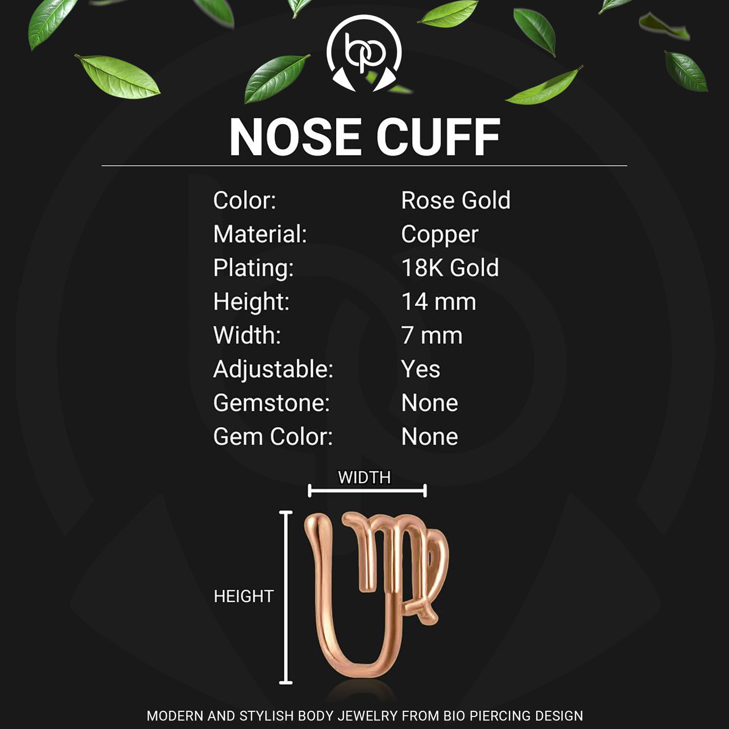 Gold Plated Nose Cuff with Virgo Zodiac