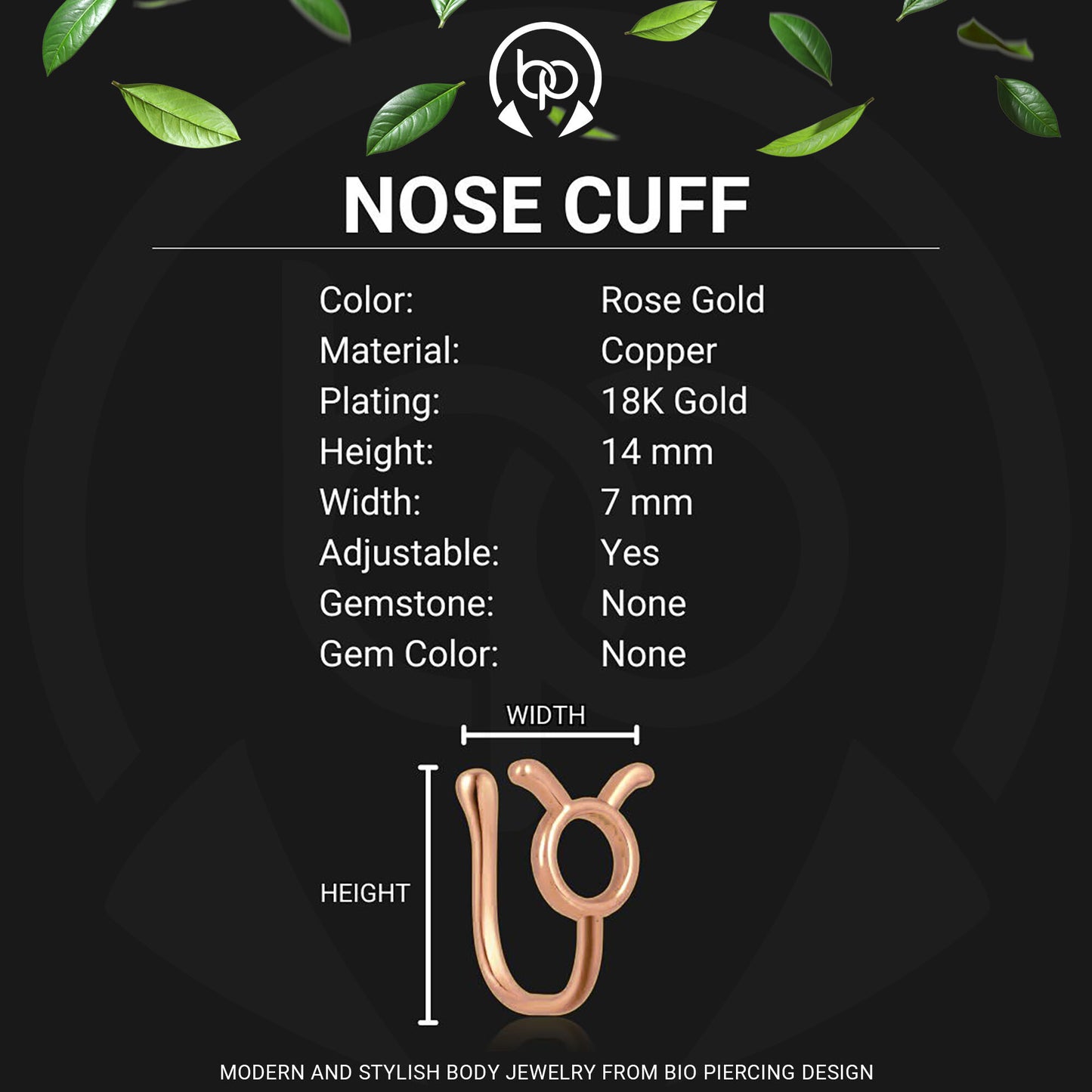 Gold Plated Nose Cuff with Taurus Zodiac
