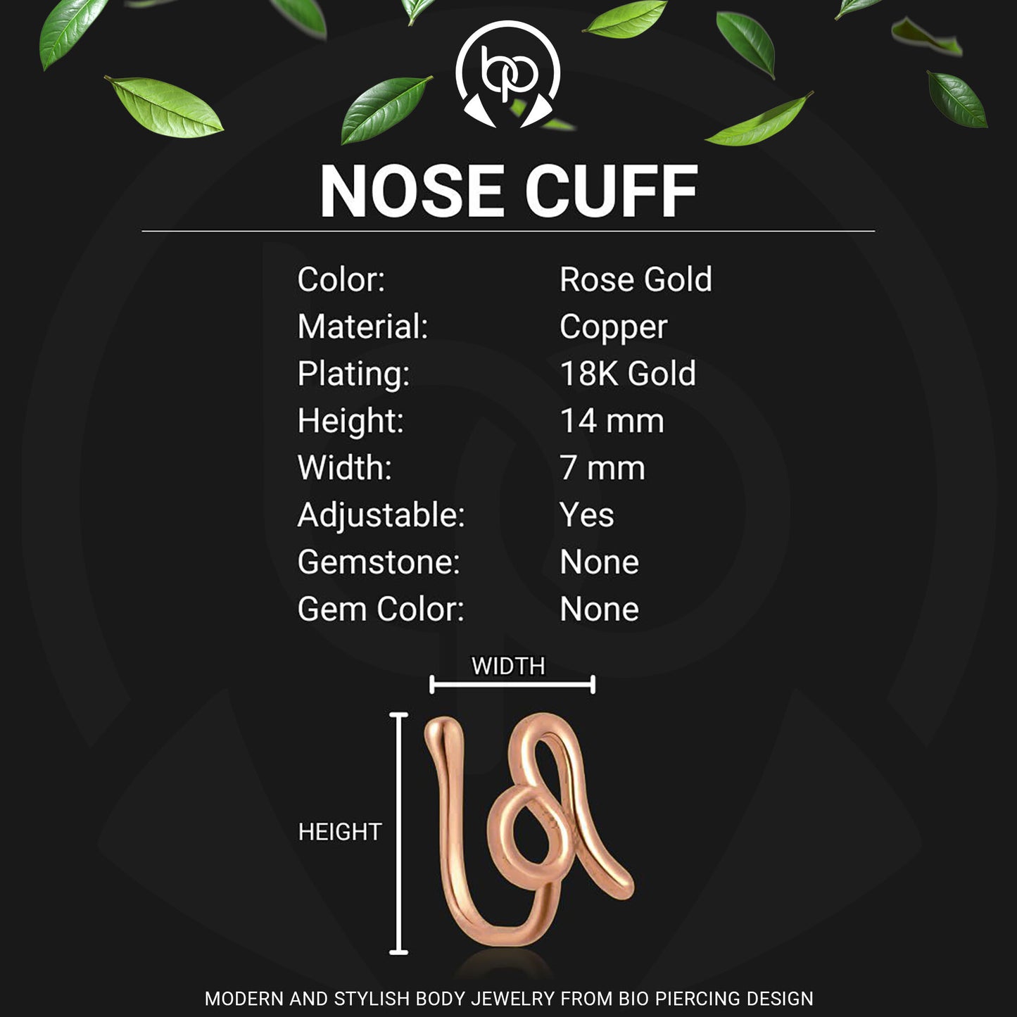 Gold Plated Nose Cuff with Leo Zodiac
