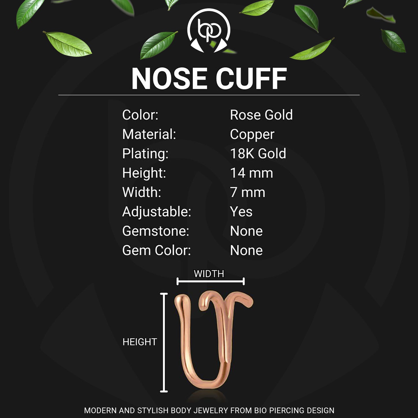Gold Plated Nose Cuff with Aries Zodiac
