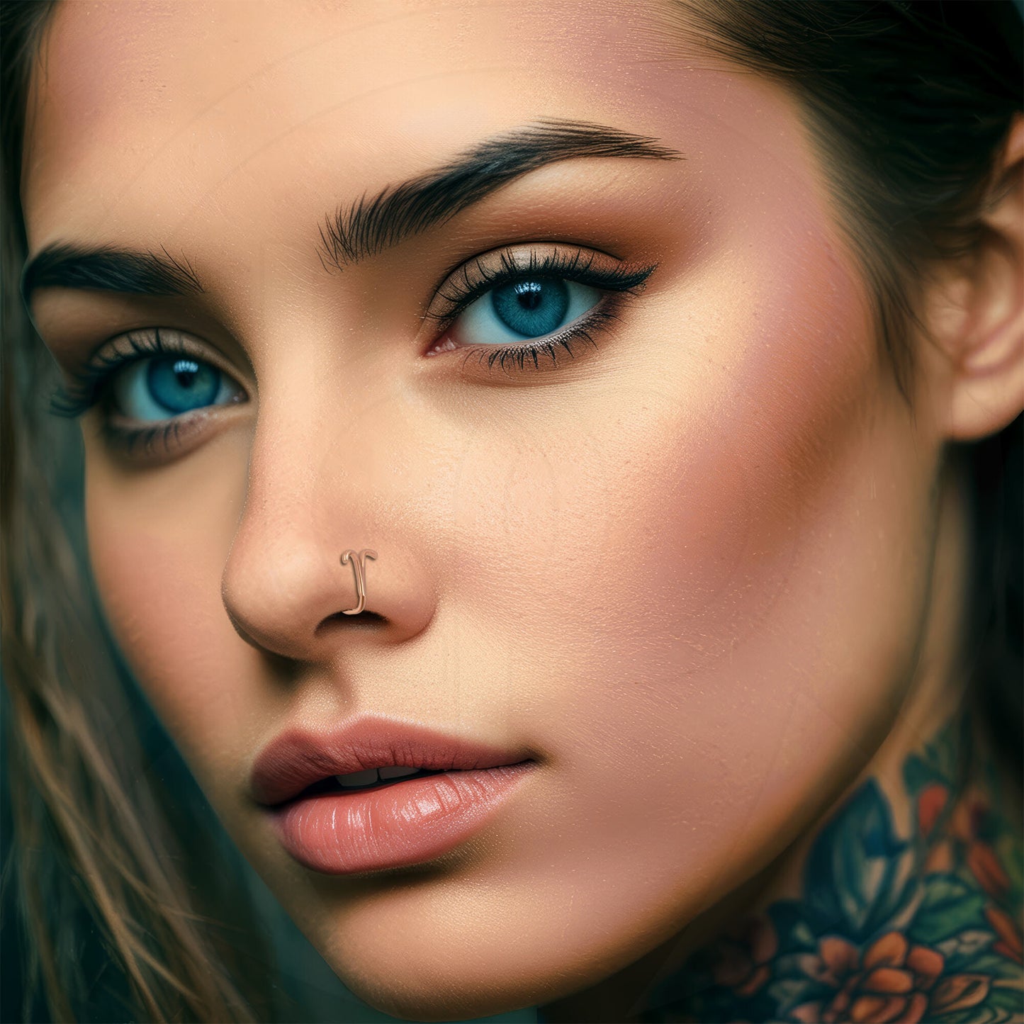 Gold Plated Nose Cuff with Aries Zodiac
