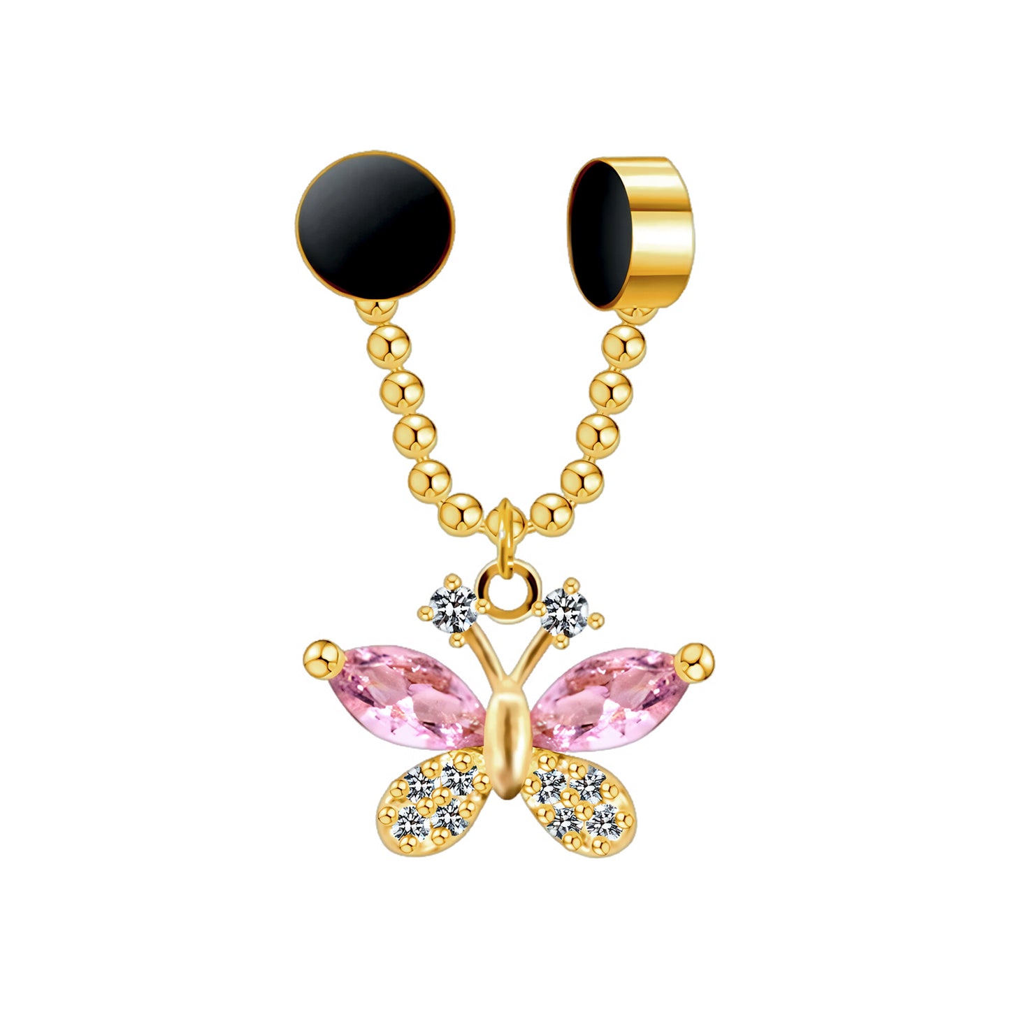 Gold Plated Septum Clip with Butterfly Dangle