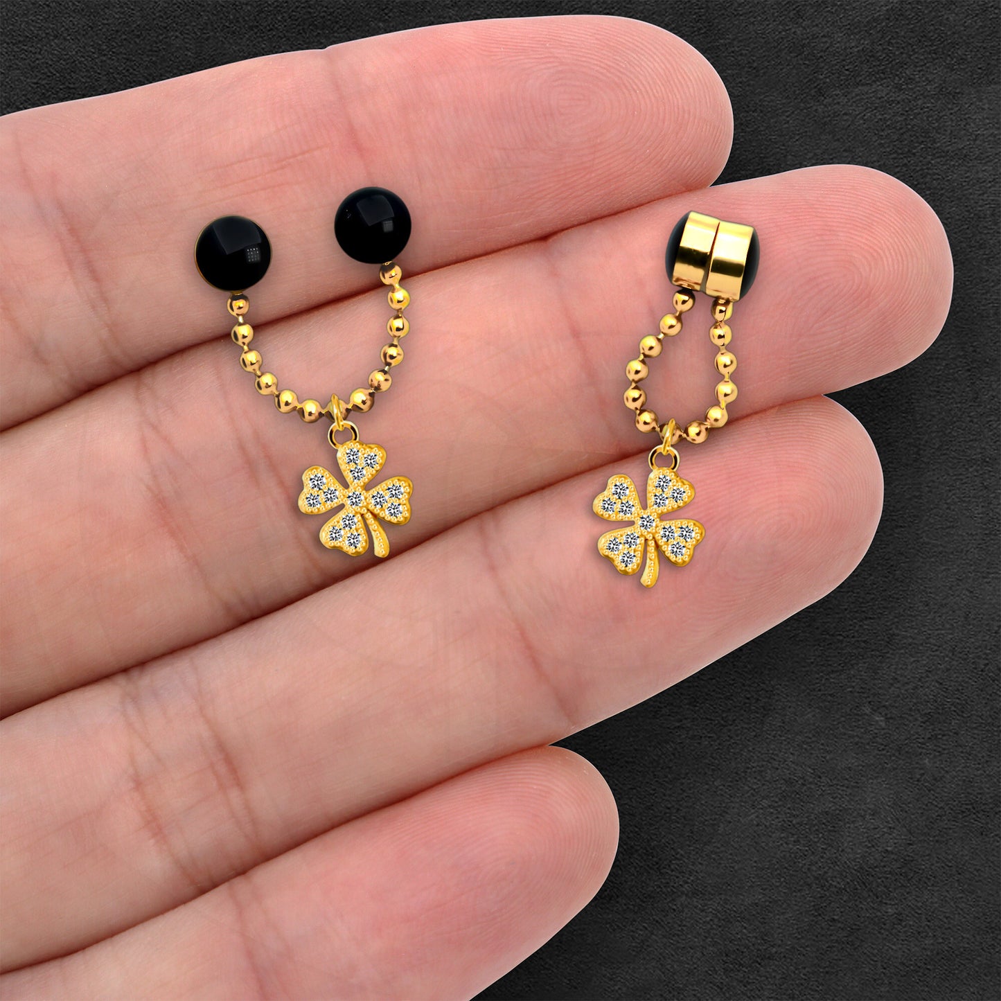 Gold Plated Septum Clip with Leaf Dangle