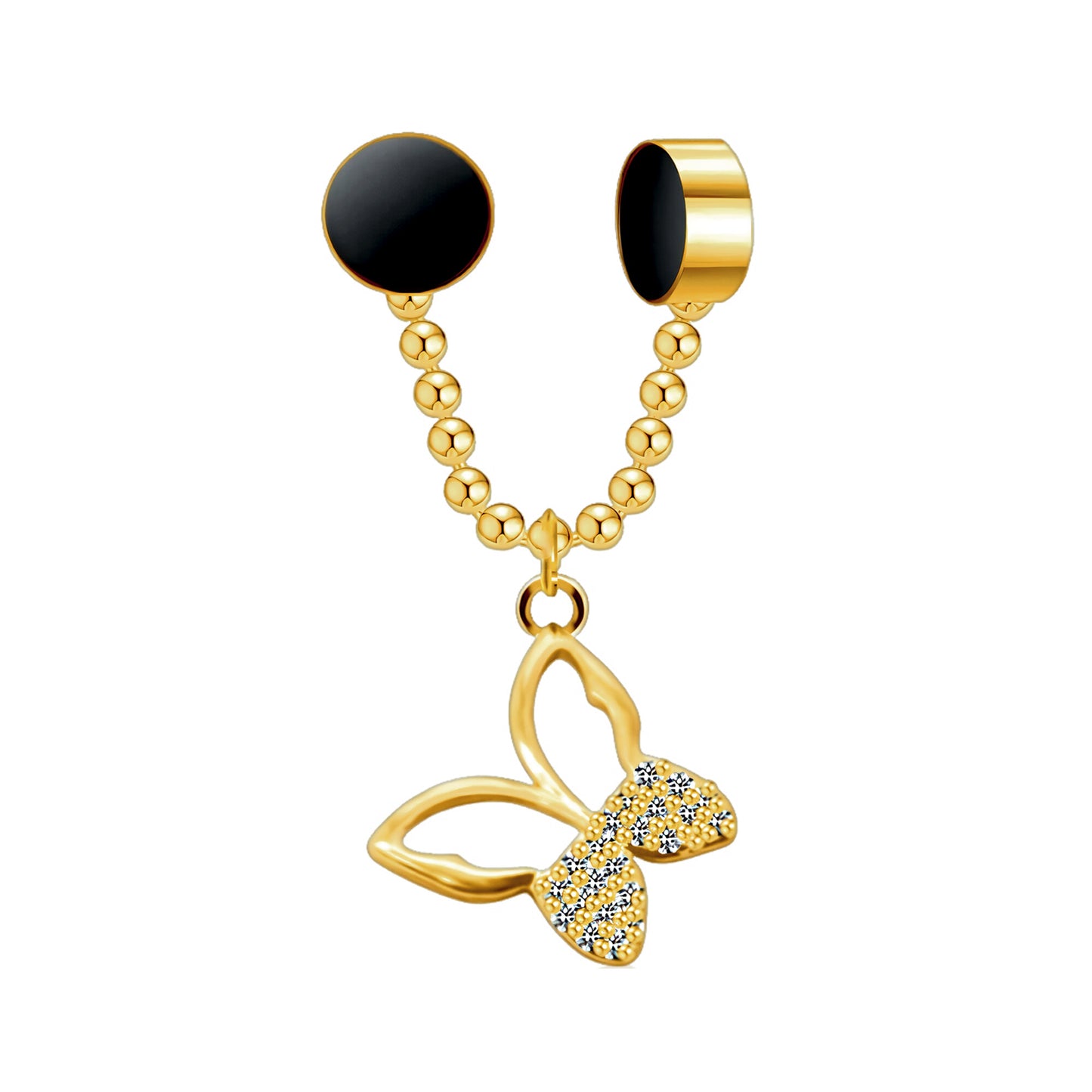 Gold Plated Septum Clip with Butterfly Dangle