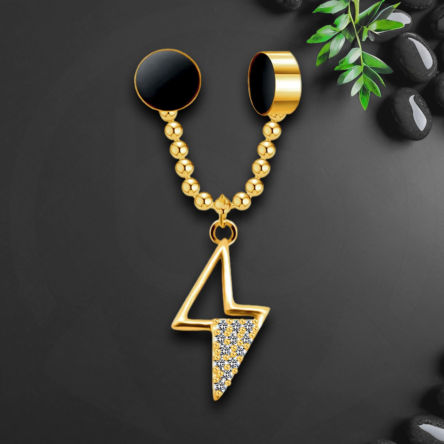 Gold Plated Septum Clip with Lightning Dangle