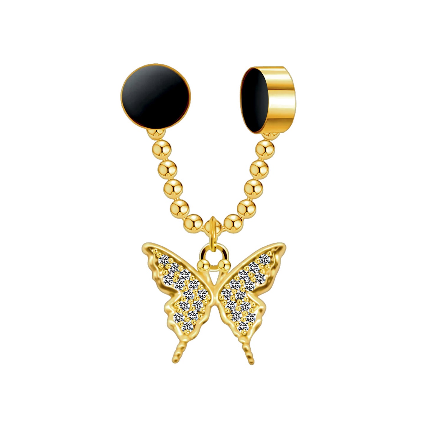 Gold Plated Septum Clip with Butterfly Dangle