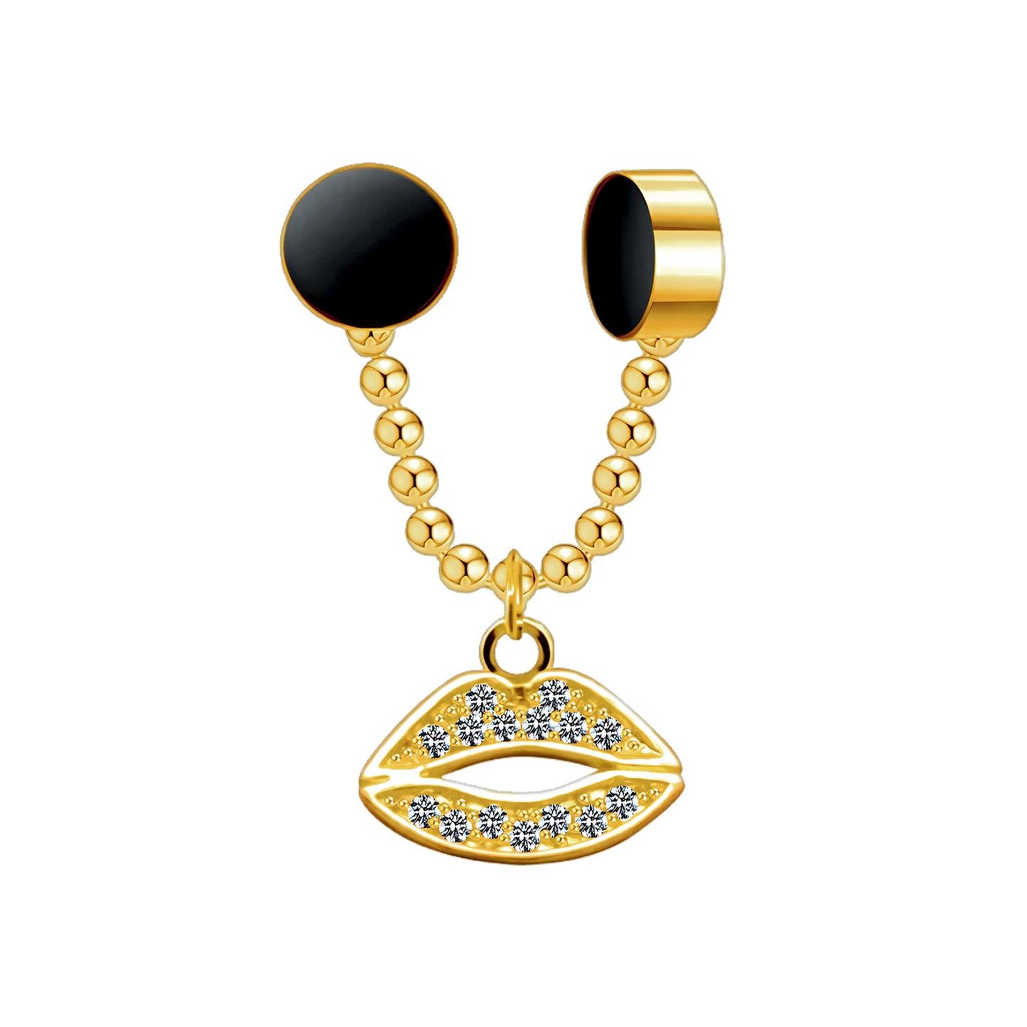 Gold Plated Septum Clip with Lips Dangle
