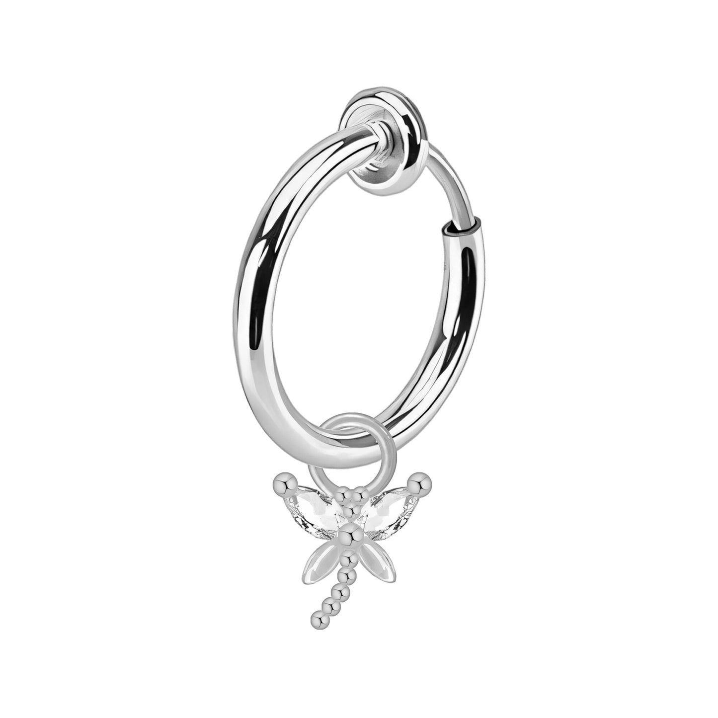 Surgical Steel Fake Ring with Dragonfly Dangle