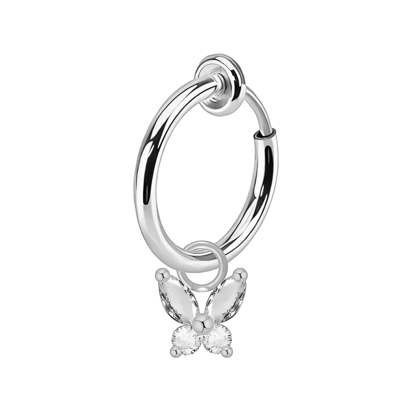 Surgical Steel Fake Ring with Butterfly Dangle