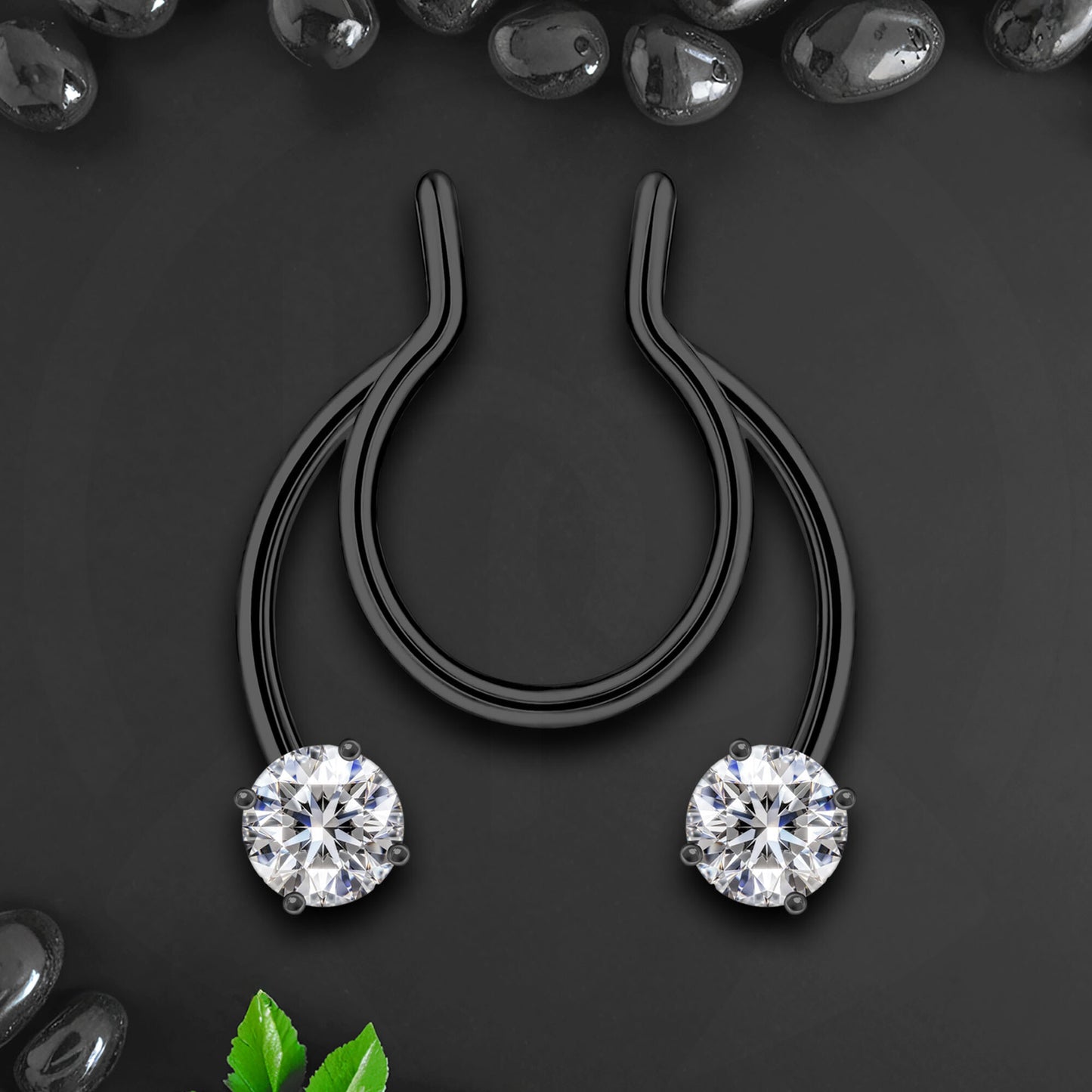 Surgical Steel Septum Cuff with Zirconia Crystals