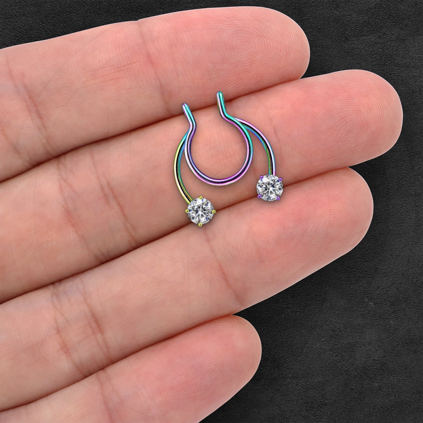 Surgical Steel Septum Cuff with Zirconia Crystals