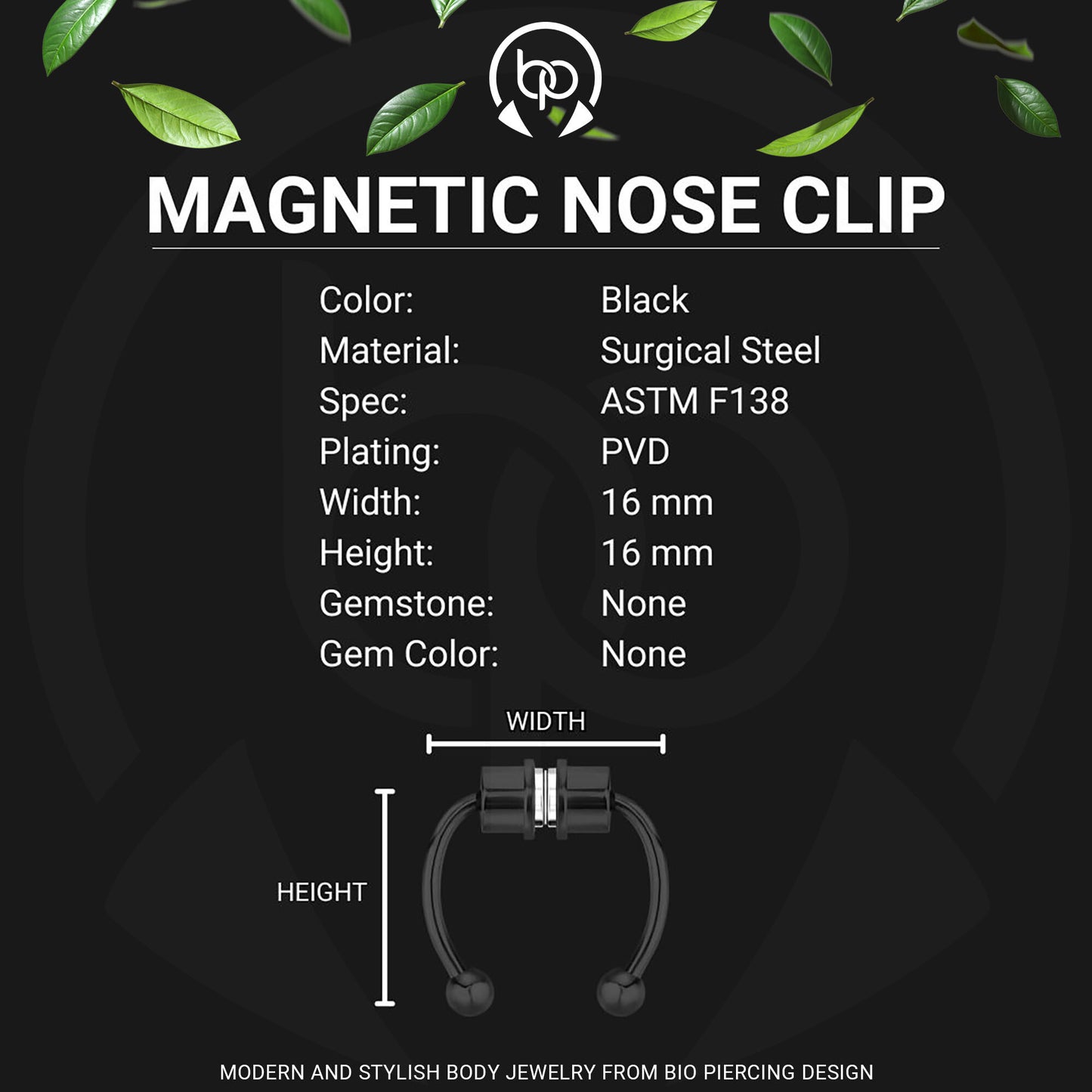 Surgical Steel Septum Clip with Tripple Tops Set