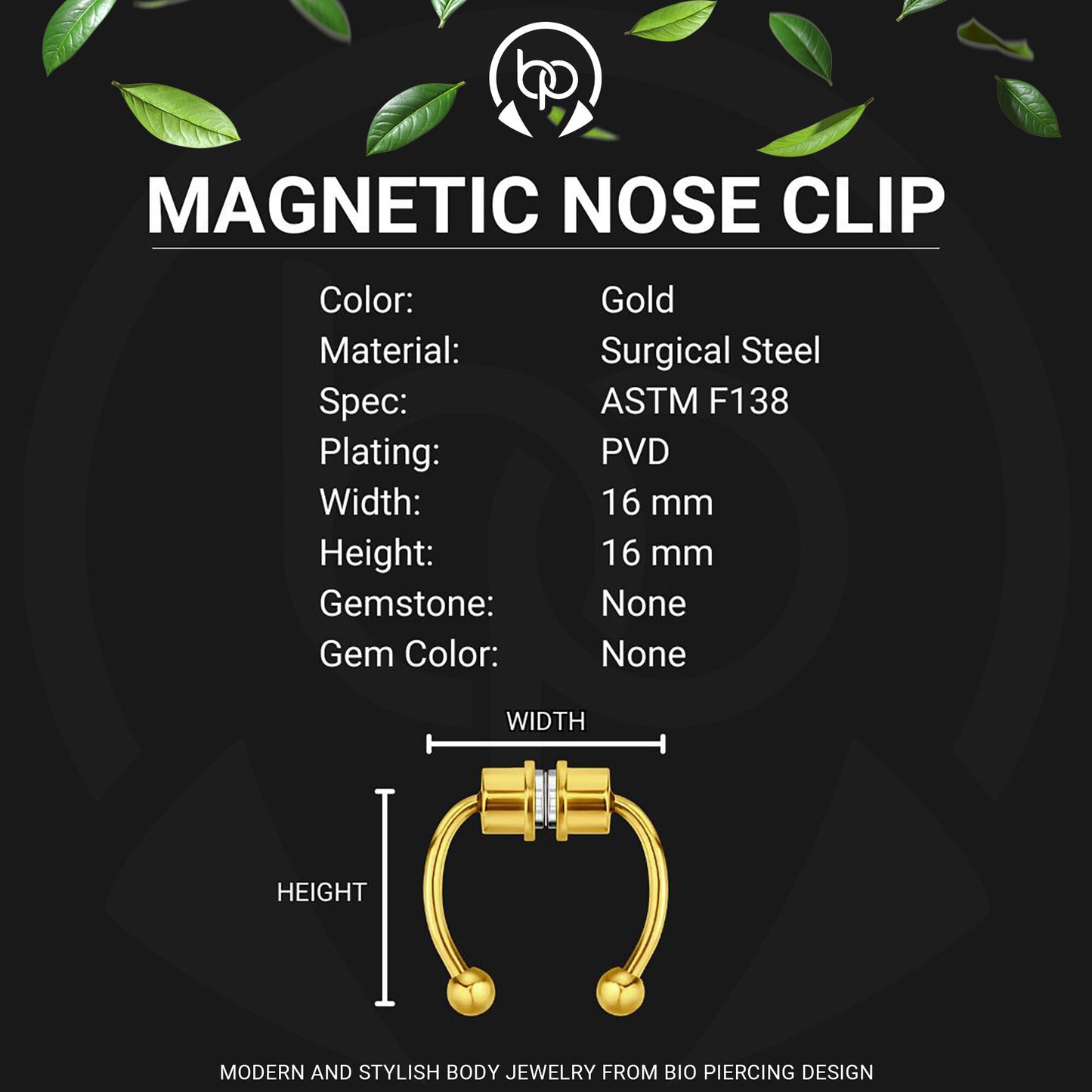 Surgical Steel Septum Clip with Tripple Tops Set
