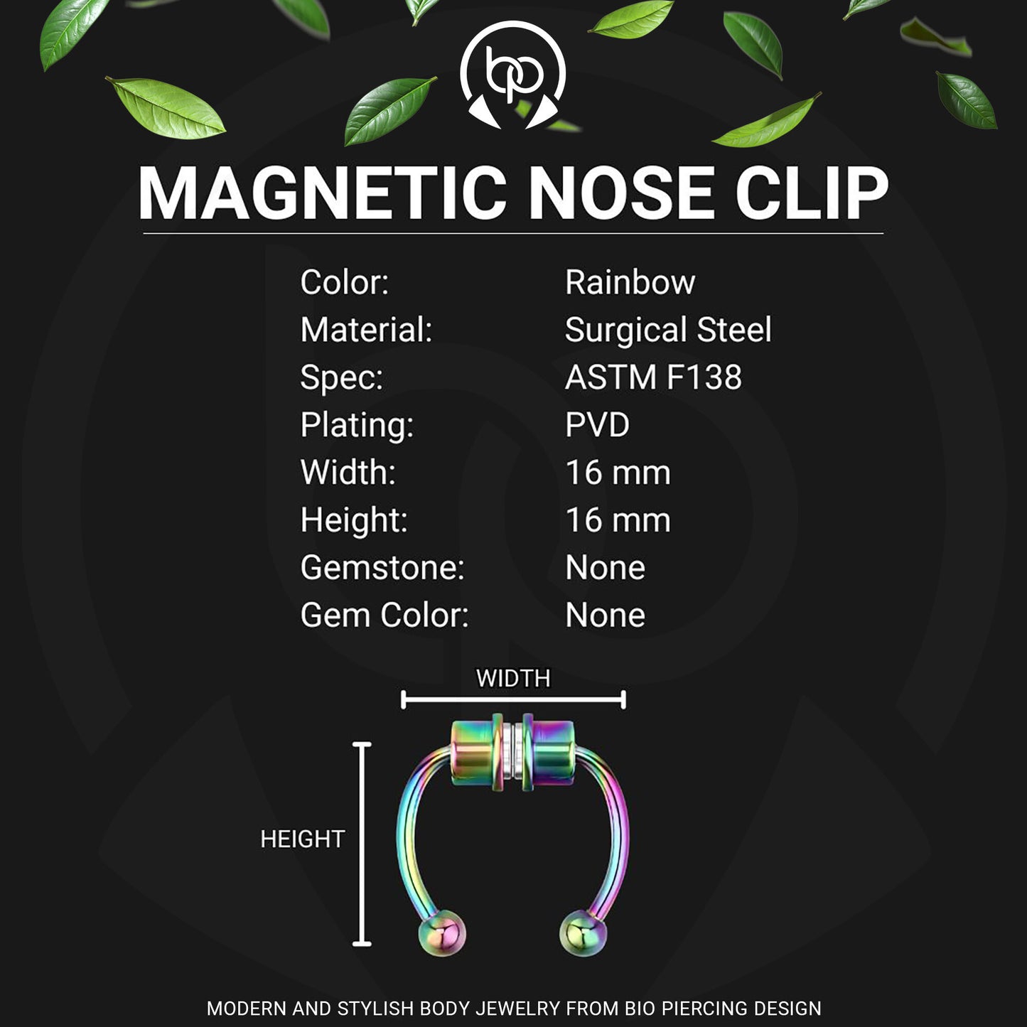 Surgical Steel Septum Clip with Tripple Tops Set