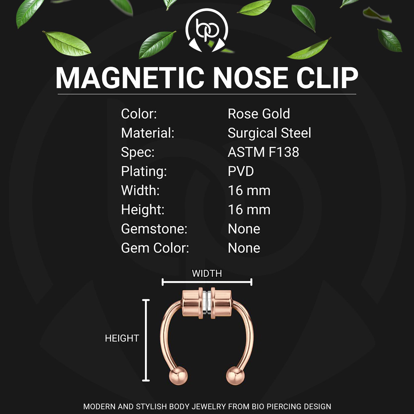 Surgical Steel Septum Clip with Tripple Tops Set