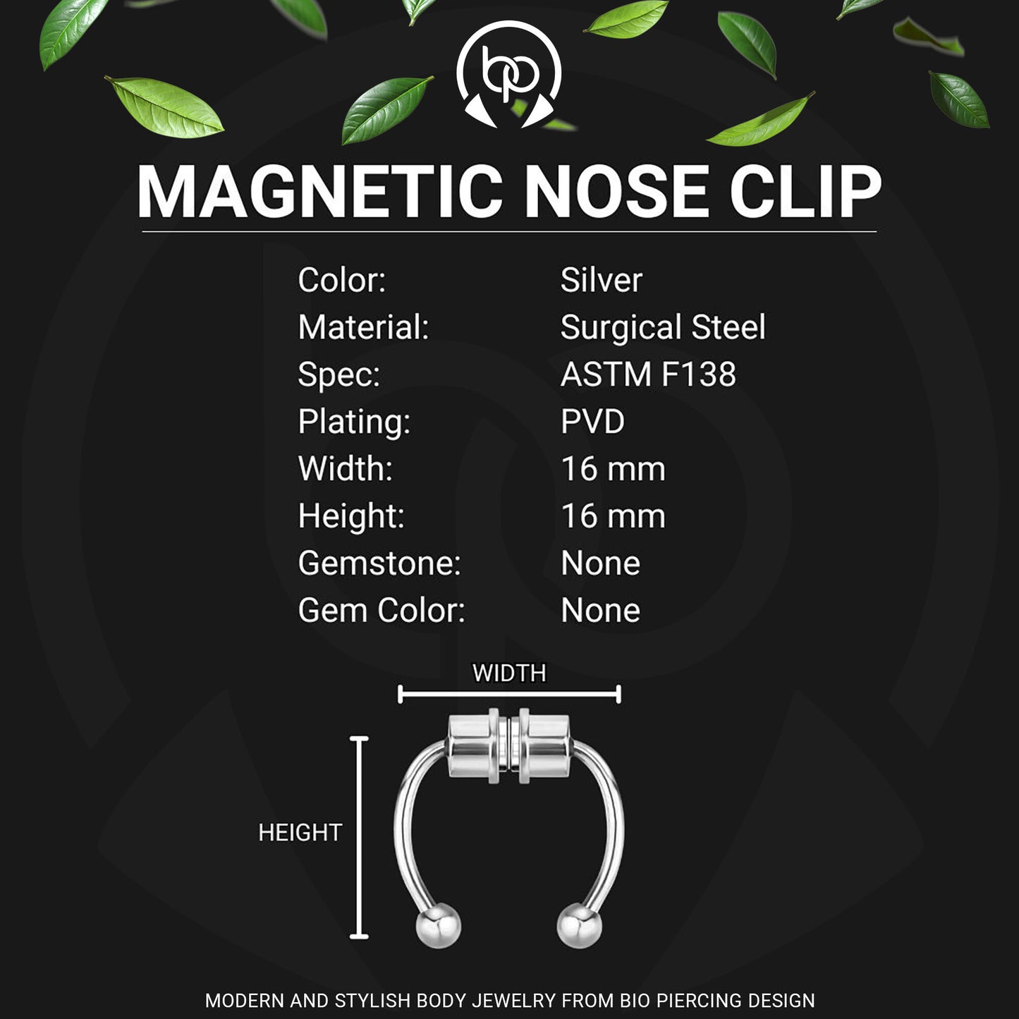 Surgical Steel Septum Clip with Tripple Tops Set