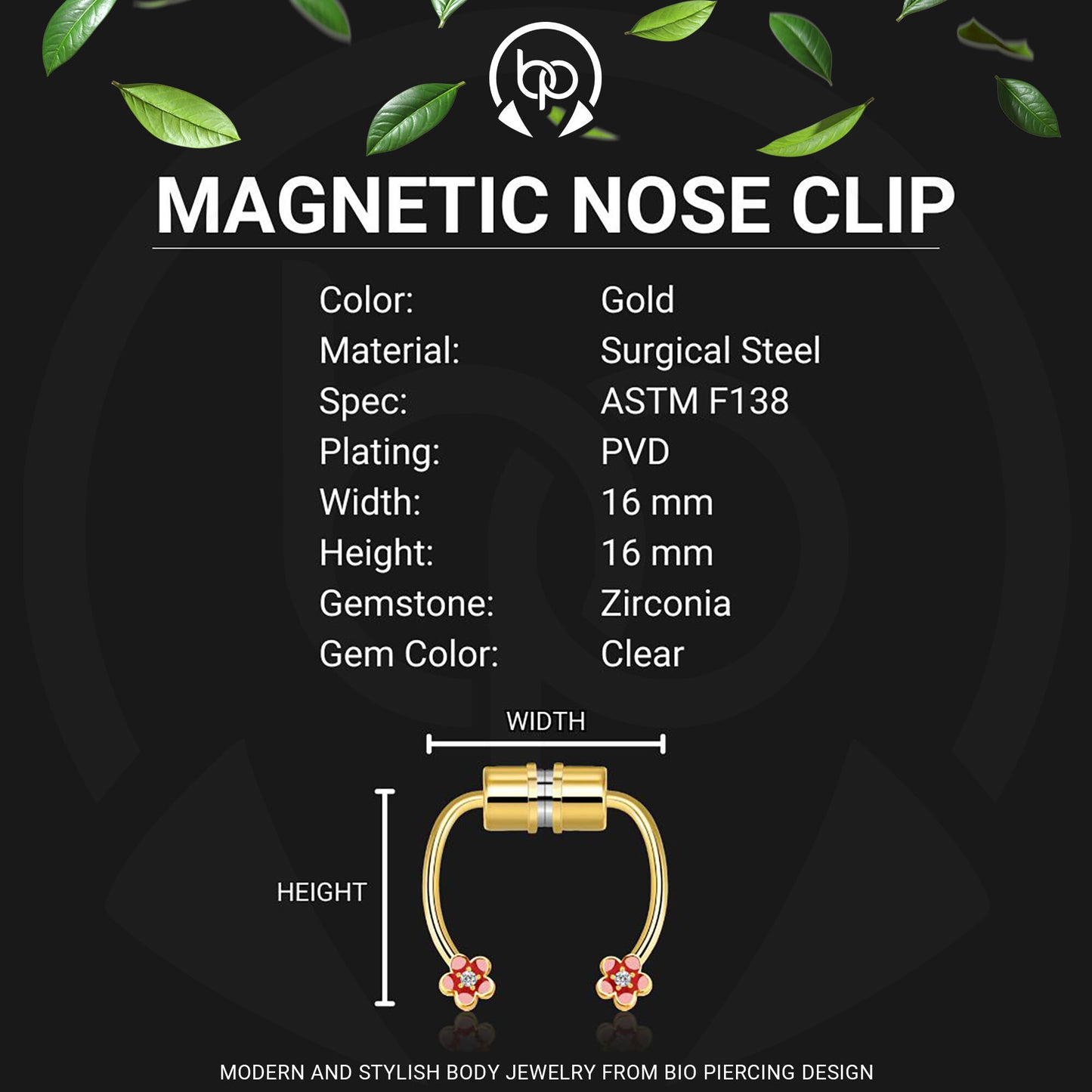 Surgical Steel Septum Clip with Flower