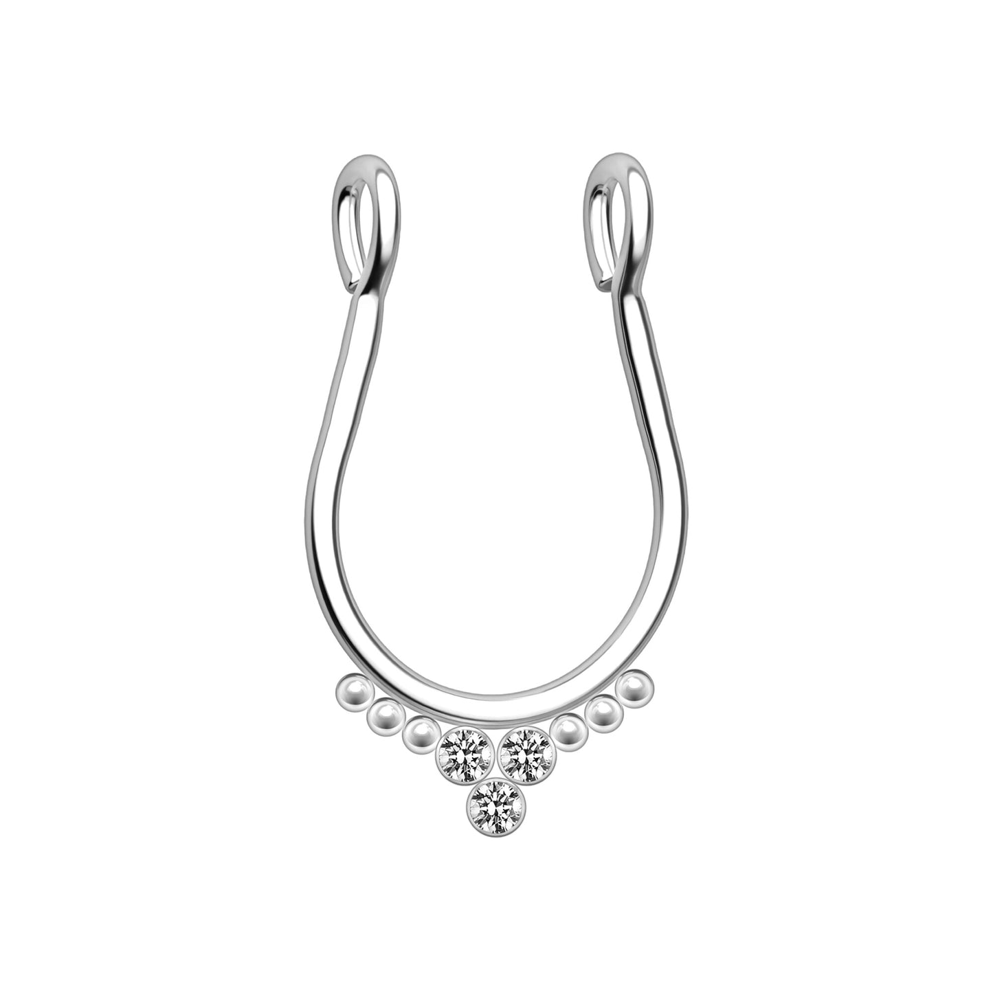 Surgical Steel Septum Cuff with Beads and Crystals
