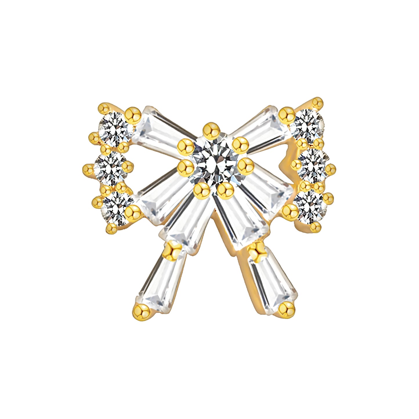 Gold Plated Nostril Clip with Crystal Bow