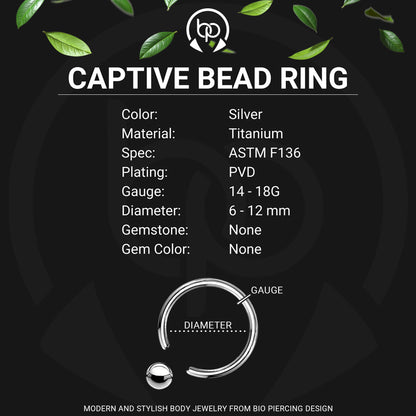 Titanium Captive Bead Ring in Classic Minimalist Style