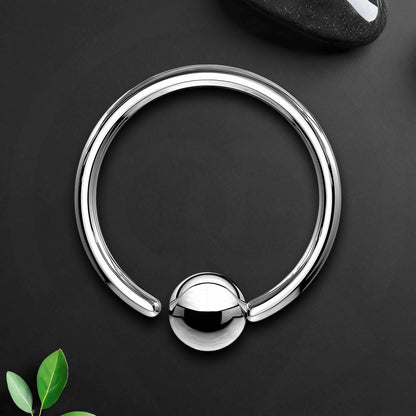 Titanium Captive Bead Ring in Classic Style with Fixed Ball