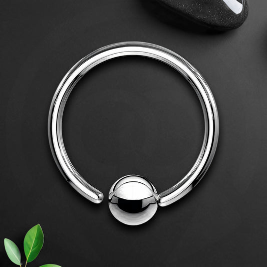 Titanium Captive Bead Ring in Classic Style with Fixed Ball