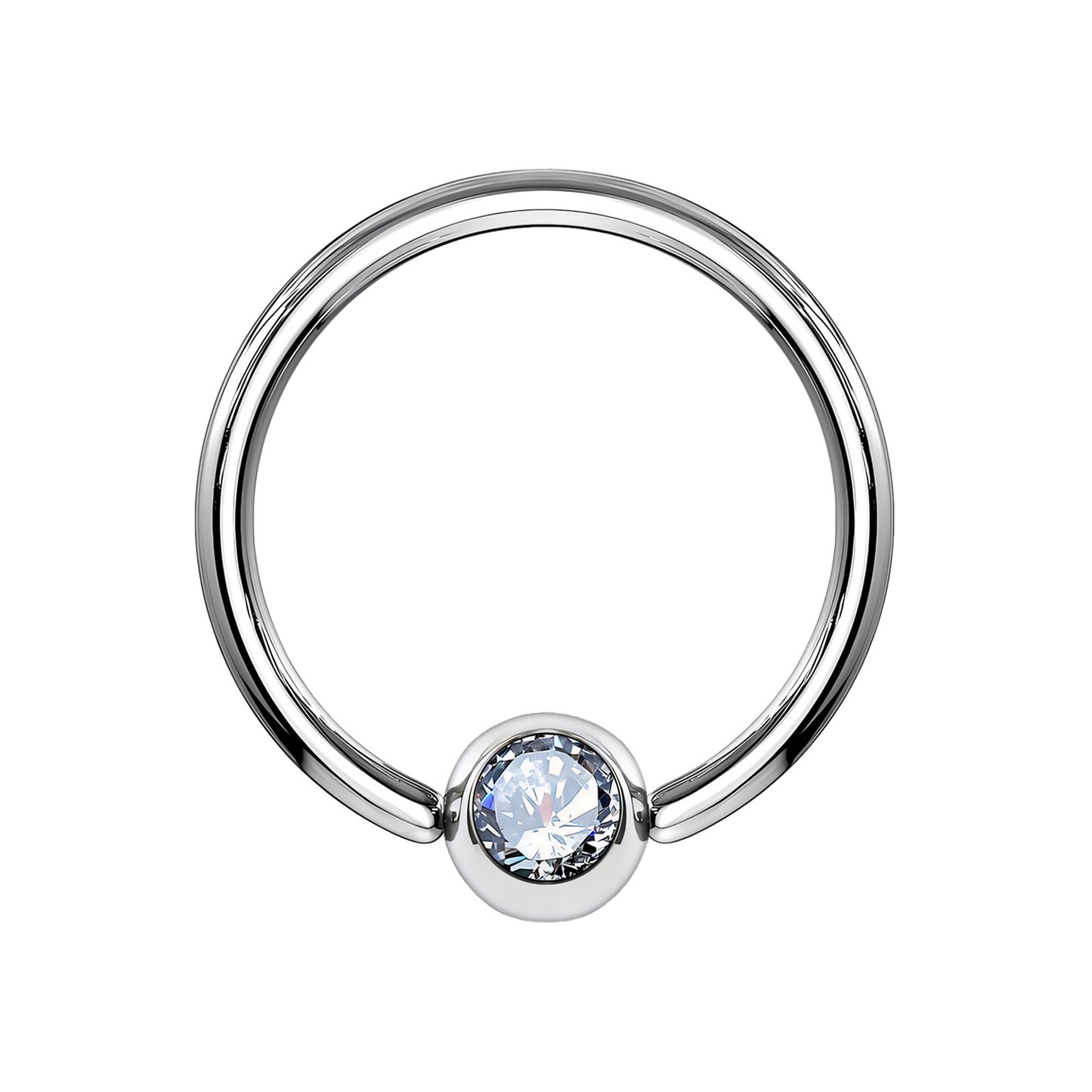 Titanium Captive Bead Ring in Classic Style with Zirconia