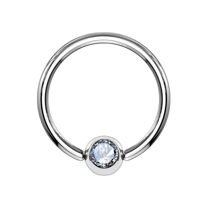 Titanium Captive Bead Ring in Classic Style with Zirconia