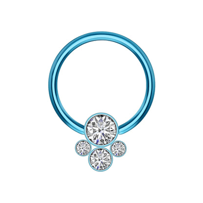 Titanium Captive Bead Ring with Four Zirconia Set