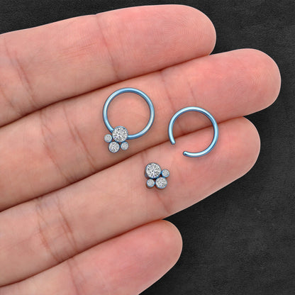 Titanium Captive Bead Ring with Four Zirconia Set