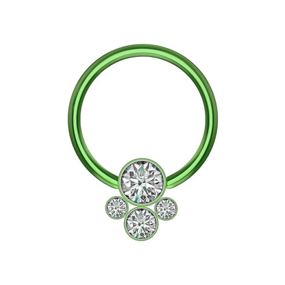 Titanium Captive Bead Ring with Four Zirconia Set