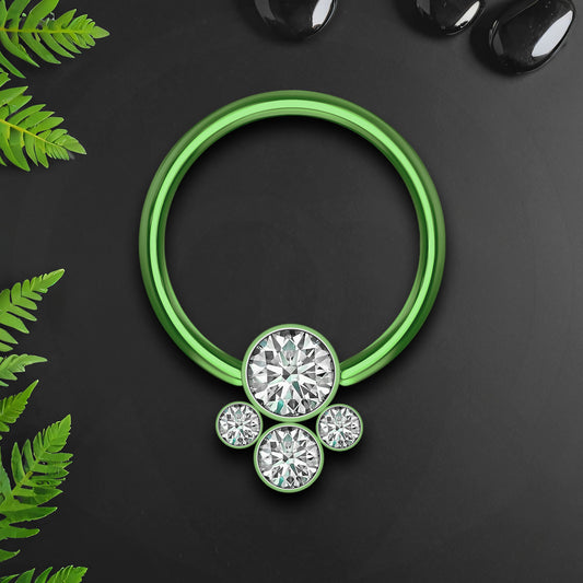 Titanium Captive Bead Ring with Four Zirconia Set