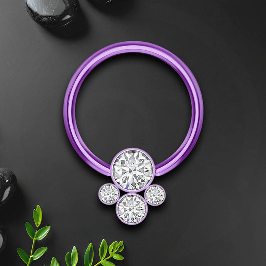 Titanium Captive Bead Ring with Four Zirconia Set