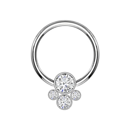 Titanium Captive Bead Ring with Four Zirconia Set