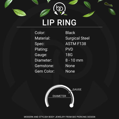 Surgical Steel Fake Lip Ring in Classic Style with Ball