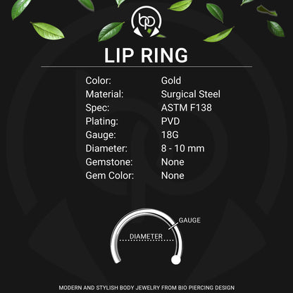 Surgical Steel Fake Lip Ring in Classic Style with Ball