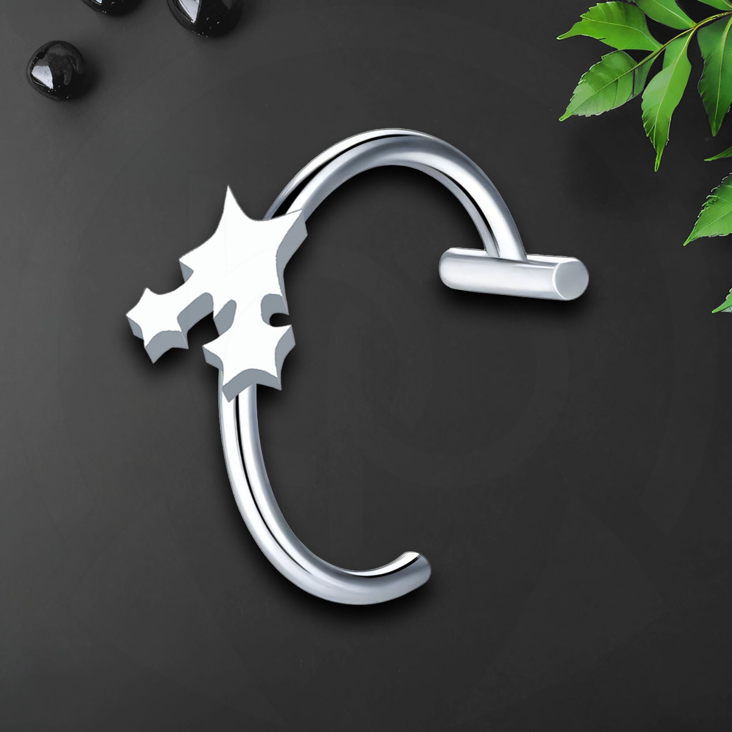 Surgical Steel Fake Lip Ring with Triple Stars