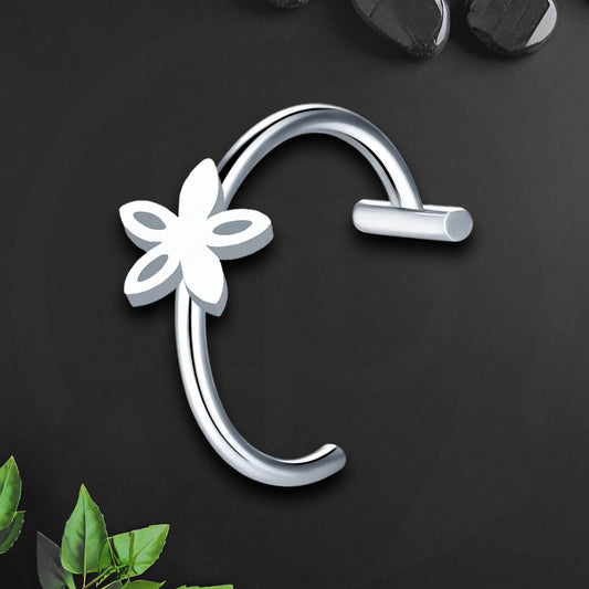 Surgical Steel Fake Lip Ring with Flower Figure