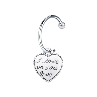 Surgical Steel Fake Lip Ring with Love You Heart