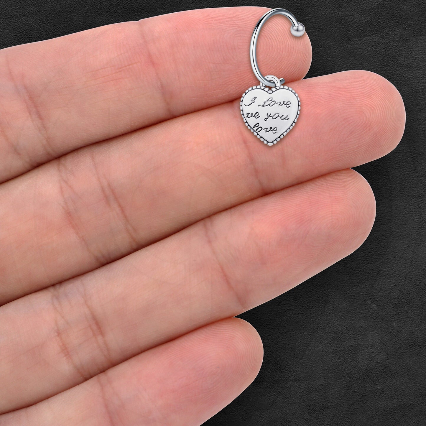 Surgical Steel Fake Lip Ring with Love You Heart