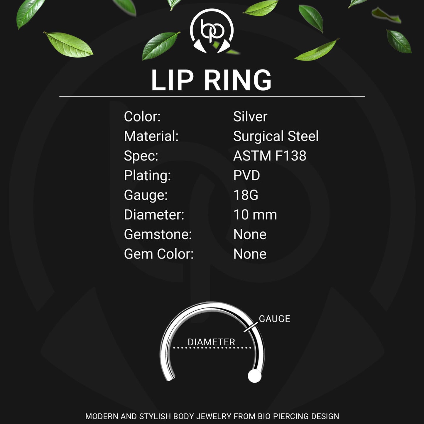 Surgical Steel Fake Lip Ring with Love You Heart