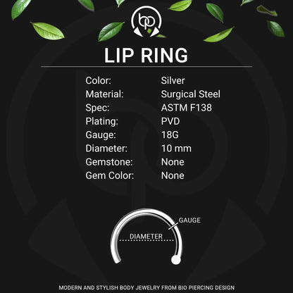 Surgical Steel Fake Lip Ring with Love You Heart