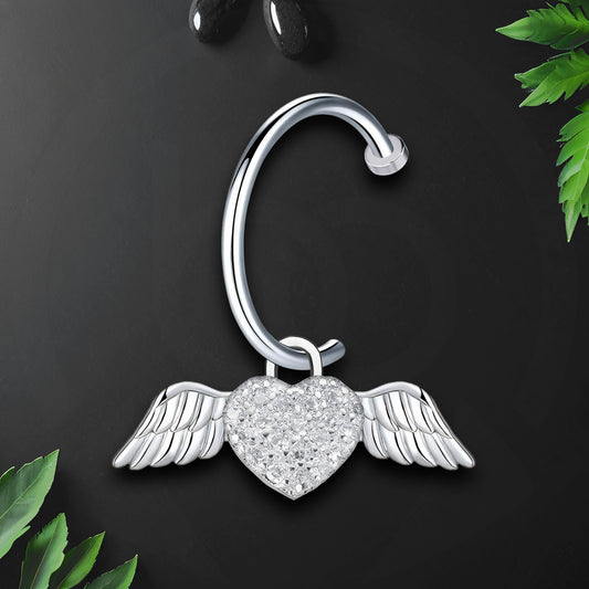 Surgical Steel Fake Lip Ring with Flying Heart and CZ