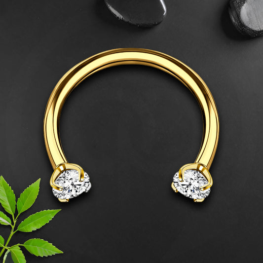 Titanium Horseshoe Ring with Clear Zirconia