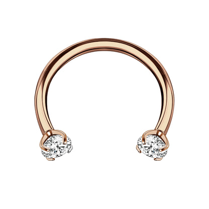 Titanium Horseshoe Ring with Clear Zirconia
