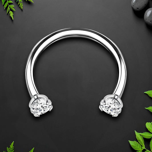 Titanium Horseshoe Ring with Clear Zirconia