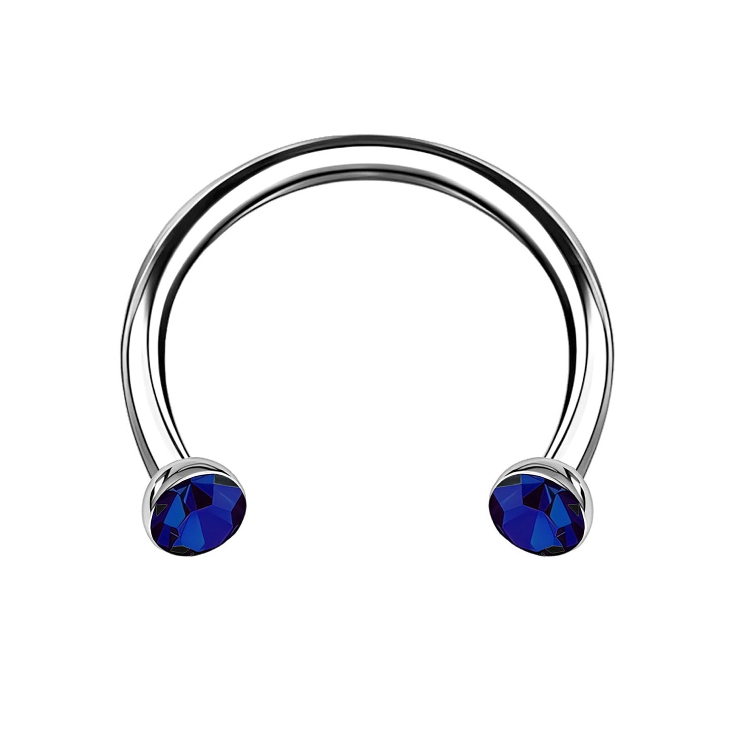 Titanium Horseshoe Ring with Blue Crystals